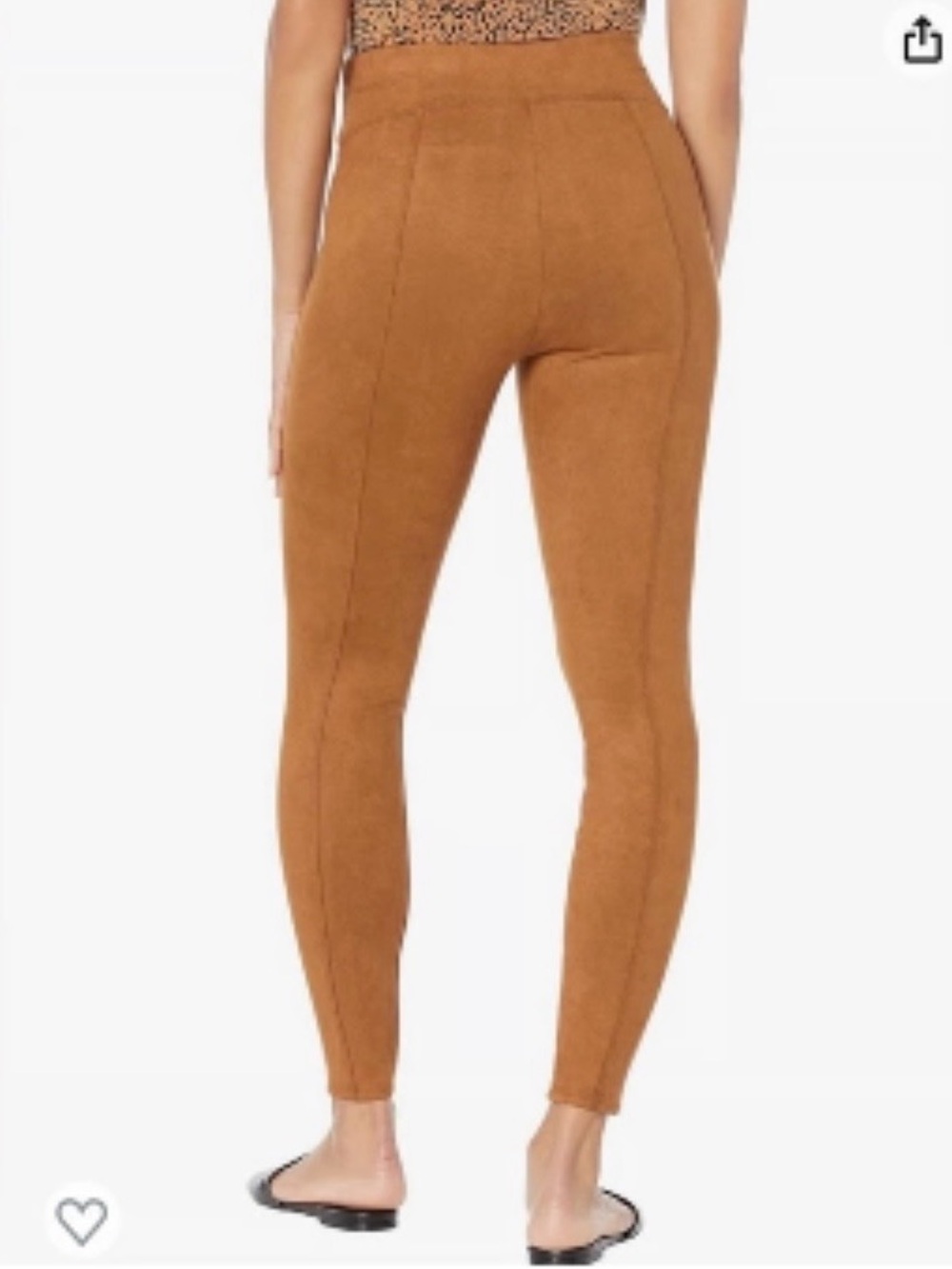 NEW SPANX Faux Suede Leggings Rich Caramel Brown Size Medium 28" Inseam - Picture 3 of 11